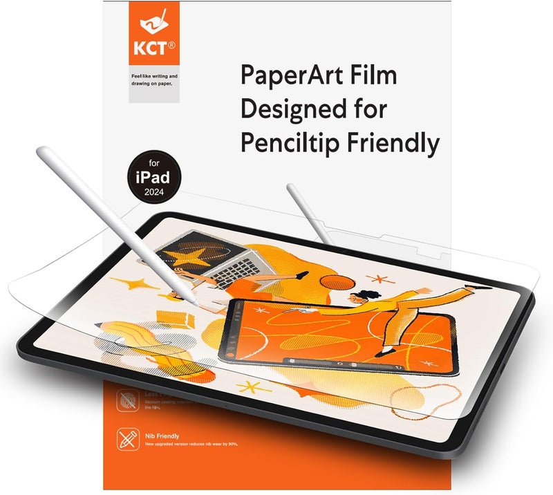 KCT PaperNano Screen protector Compatible with iPad Pro 11 inch M5 2025 / M4 2024, Paper Nano-Texture Film for Drawing, Nib Friendly, Anti-Glare-2 Pack - Image 1